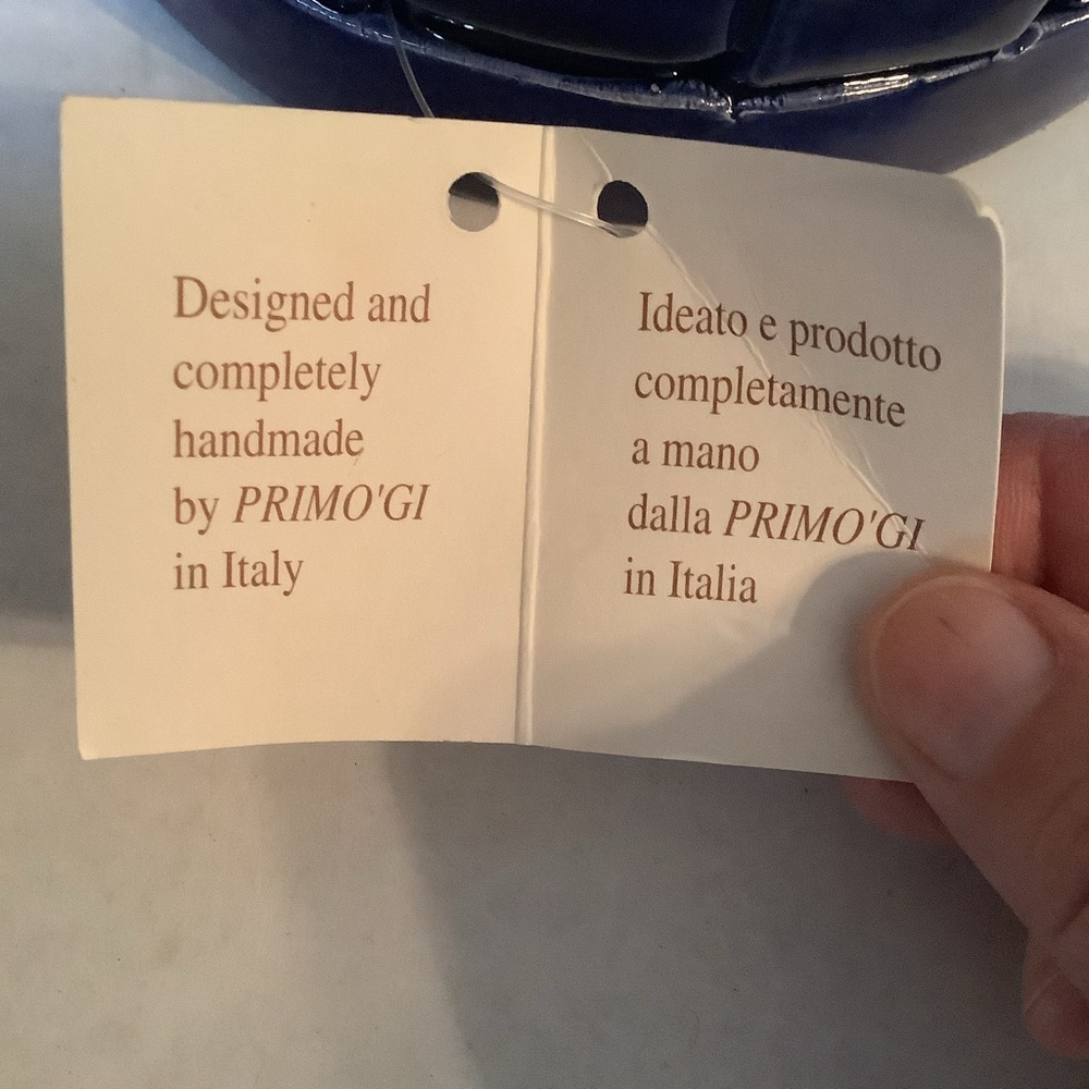 Primogi Italy Basket Weave Ceramic Container Blue New - Picture 10 of 12